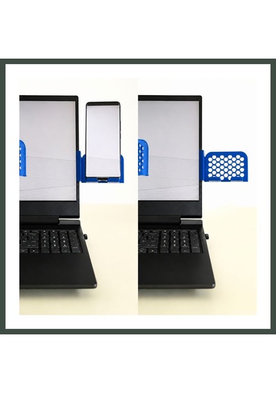 Bezos 3d Baskı Monitor Telefon Tutucu - Petek Desenli Laptop Kenar Telefon Tutucu-mavi Nhr Standart