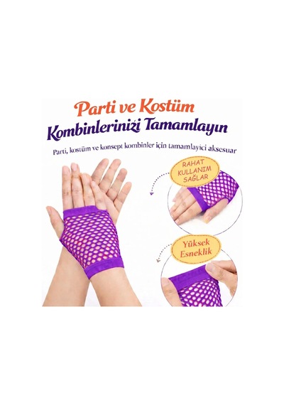Magicool 80 Ler 90 Lar Retro Mor File Parmaksız Kısa Eldiven 11 Cm