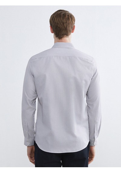 Lcw Busıness Antrasit Slim Fit Uzun Kollu Çizgili Erkek Gömlek