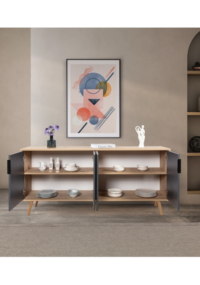 4816 Sırma 180 Cm Ahşap Ayaklı , Metal Kulplu Konsol , Safir - Antrasit , Salon , Oturma Odası Safir - Antrasit 4816 Sırma 180 Cm Ahşap Ayaklı , Metal Kulplu Konsol , Safir - Antrasit , Salon , Oturma Odası Safir - Antrasit