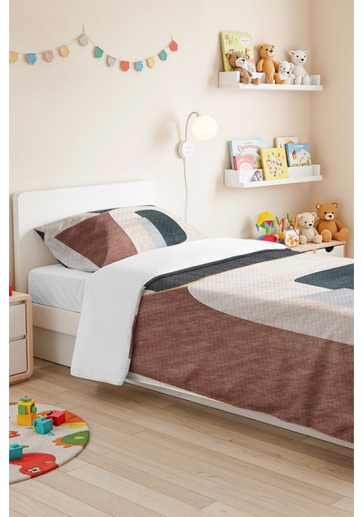 Geometrik Modern Gri Genç Odası Tek Kişilik Pike Takımı-pudra Ekru 160x220 Cm Kapitone Yatak Örtüsü Kışlık Mum Dengesi