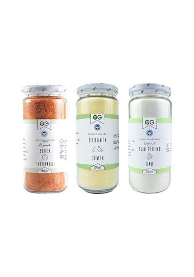 OG natural Organik Bebek Tarhanası, Bebek İrmiği, Pirinç Unu Seti +6ay