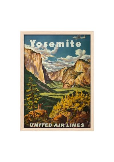 Yosemite Doğal Ahşap Çerçeveli Poster, Dekoratif Seyahat Duvar Tablosu