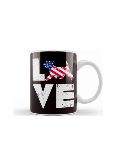Love West Highland Terrier Westie Us American Flag Dog Breed Kupa Bardak Porselen Karışık