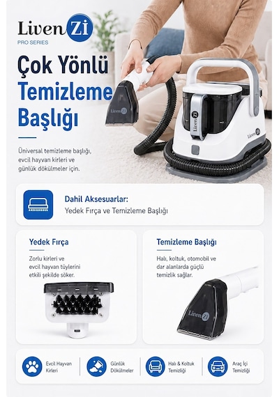 Livenzi Jjb-737-ıı Koltuk Halı Yıkama Ve Leke Çıkartma Makinesi-beyaz