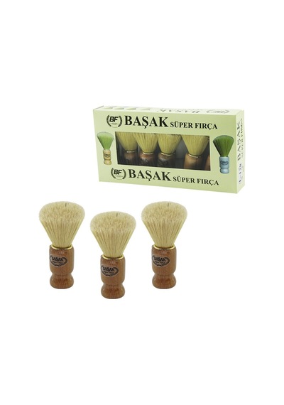 Başak Süper Fırça L-128 Berber Büyük Sakal Fırçası Ahşap Saplı Lüx - 6'li Paket