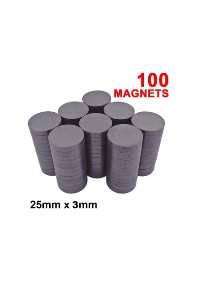 100 Adet 25X3 Büyük Boy Yuvarlak Mıknatıs - Süsleme Mıknatısı