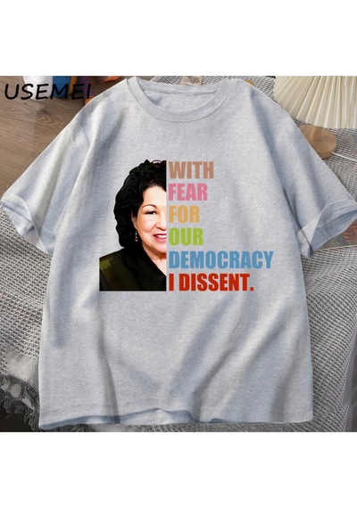 Flood Of Style Demokrasimiz İçin Korkuyla Muhalefet T-shirt Adam Rahat Pamuk Kısa Kollu Grafik Tees Unisex T Gri