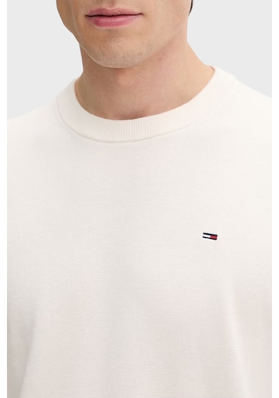 Tommy Jeans Pamuklu Regular Fit Bisiklet Yaka Kazak Erkek Kazak Dm0dm22853 Ybh Beyaz