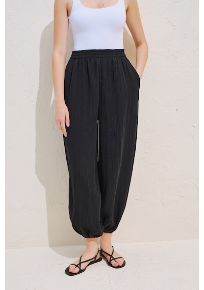 Manuka Müslin Balon Pantolon Siyah Ss26pnt00049-01