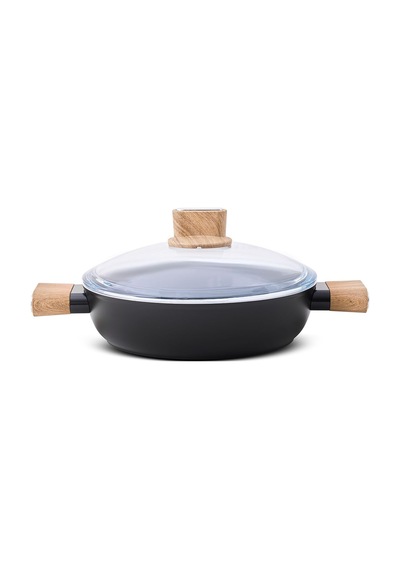 Aryıldız 26 Cm Eco Seramik Kısa Tencere Siyah