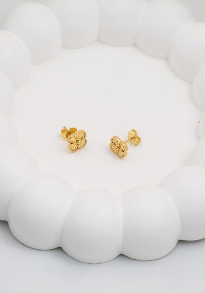 Bilezikci Van Cleef 14 Ayar Altın Küpe Sarı Altın