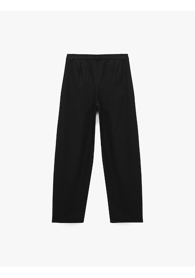 Koton Koton X Sibil Çetinkaya - Pileli Cepli Kumaş Havuç Pantolon Siyah 6wak40143pw Siyah