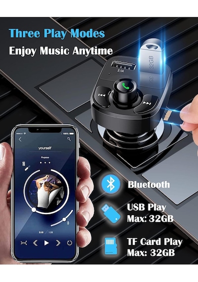 Çakmaklık Girişli X8 Bluetooth Araç Kiti Şarj Cihazı Araç Fm Transmitter Usb Mp3 Sd Kart Müzik Çalar