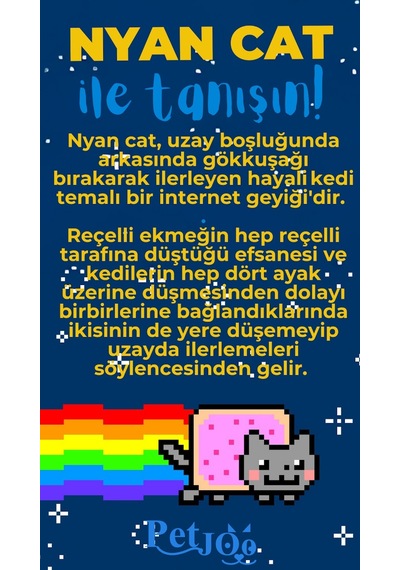 Petjoo 2.Nyan Cat Mavi-Sarı Qr'lı Kedi Künyesi