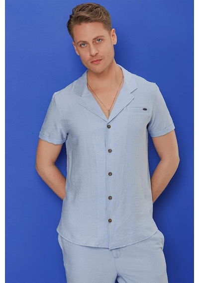 Efor G 1549 Slim Fit Mavi Klasik Gömlek Mavi