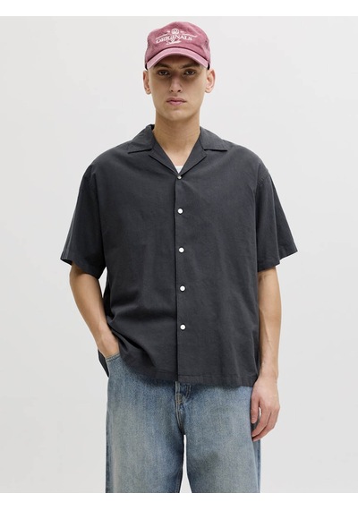 Jack & Jones Jjebreeze Lınen Blend Resort Shırt Siyah Erkek Gömlek 12288594