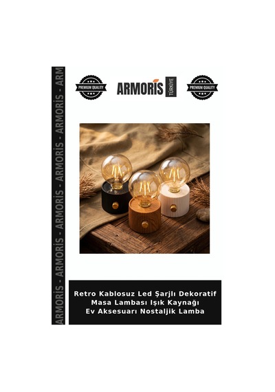 Retro Kablosuz Led Şarjlı Dekoratif Masa Lambası Işık Kaynağı Ev Aksesuarı Nostaljik Lamba Çok Renkli