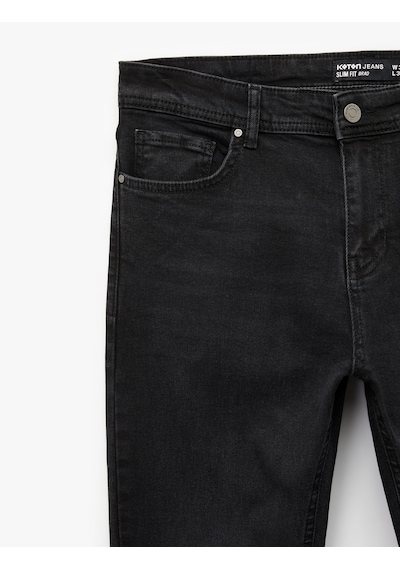 Koton Pamuklu Normal Bel Slim Fit Jean Pantolon - Brad Jean Siyah 6sam40136nd Siyah