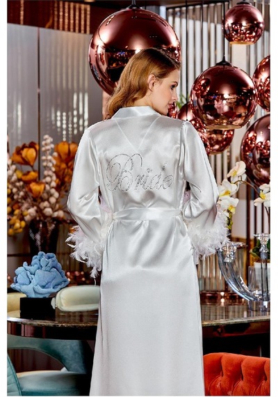 Jeremi 4097 Tüylü Bride Uzun Sabahlık 001