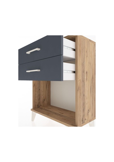 Arges Komodin 4 Çekmeceli 60x30x80 Çam-antrasit Çam