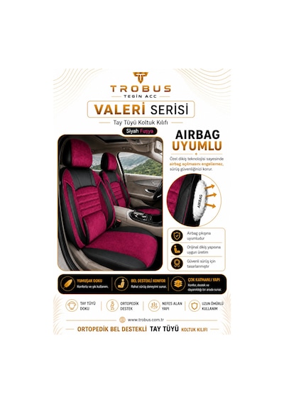 Bmw 3 Serisi E36 1993-2000 Uyumlu Valeria Serisi Bordo Siyah Bel Destekli Tay Tüyü Koltuk Kılıfı