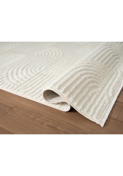 Wool Wl010a Beyaz Modern Desen Kabartmalı Doku Pamuk Tabanlı Kaymaz Halı-784 Beyaz