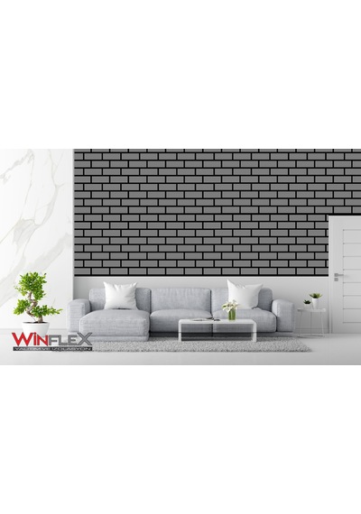 Winflex Eko Tuğla Akustik Ahşap Panel Antrasit Gri