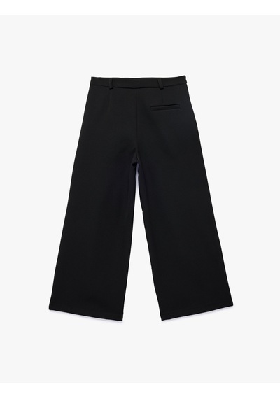 Koton Beli Ayarlanabilir Lastikli Cepli Geniş Paça Pantolon Siyah 6skg40126aw