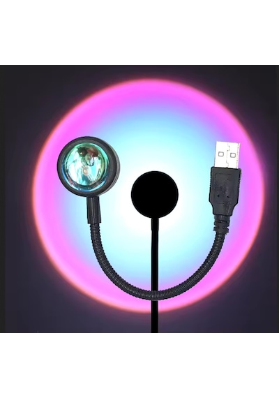 Usb Led Rainbow Projektör Lambası Fotoğraf Çekim Işığı Dekoratif Işık Amber - Beyaz - Mavi
