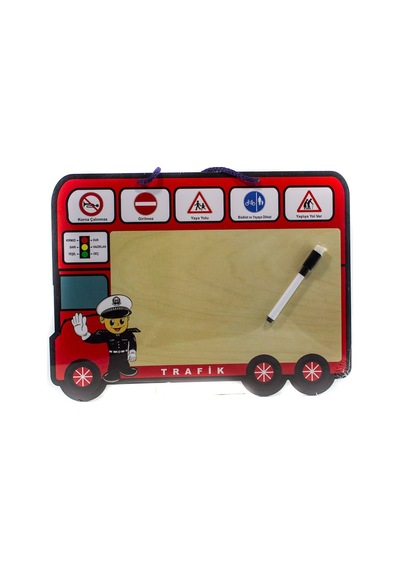 Ahşap Yazı Tahtası Trafik Işaretli Eğitici 38 Cm