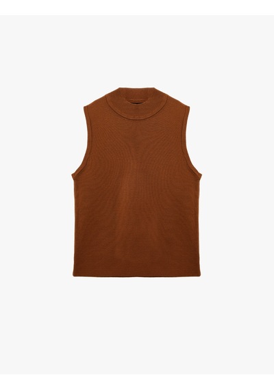 Koton Dik Yaka Kolsuz Triko Bluz Kahverengi 6sak30013ht Kahve