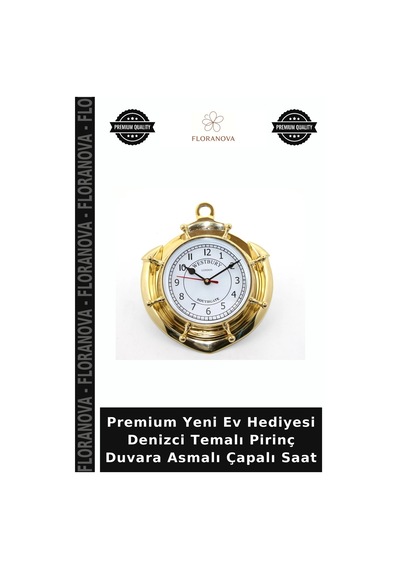 Premium Yeni Ev Hediyesi Denizci Temalı Pirinç Duvara Asmalı Çapalı Saat Çok Renkli
