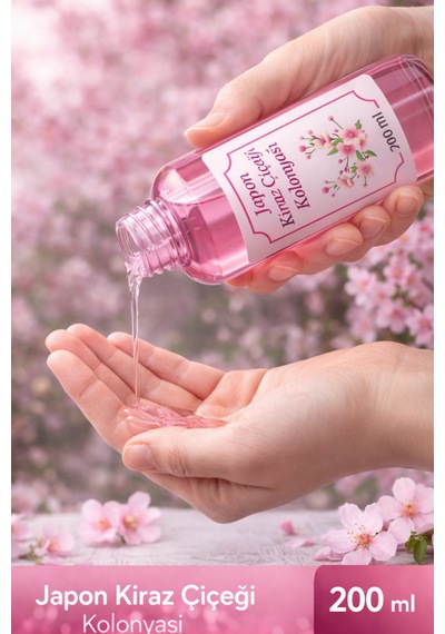 Japon Kiraz Çiçeği Kolonyası 200 Ml Ferahlatıcı Sakura Kokusu, Uzun Süre Kalıcı, Günlük Kullanıma Uygun