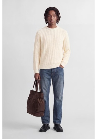 Jack & Jones Jjjaxon Erkek Bisiklet Yaka Triko Kazak Günlük Şık Ekru