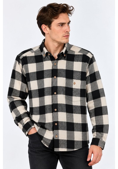 Classics Men Regular Fit Erkek Kışlık Hakiki Oduncu Gömleği Beyaz