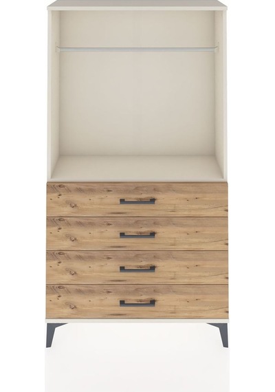 Arges Dolap Tek Raflı 4 Çekmeceli Tek Askılı 88x30x163 Aytaşı-çam Aytası