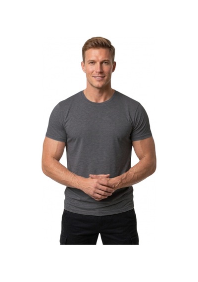 Deepsea Erkek Antrasit Slim Fit %90 Pamuk Likralı Yumuşak Dokulu Basic Tişört 1801131