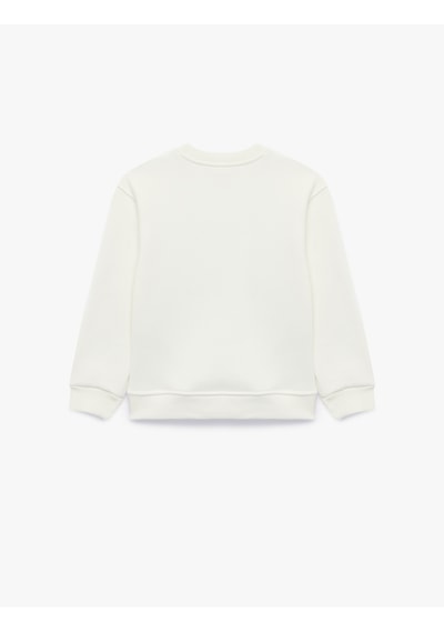 Koton Fiyonk Baskılı Bisiklet Yaka Uzun Kollu Sweatshirt Ekru 7wkg10642ak
