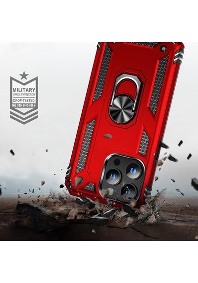 Apple Uyumlu iPhone 15 Pro Max Kılıf Yüzüklü Zırh Tank Vega