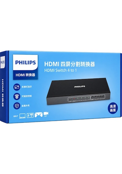Philips Swr9101w/93 Hdmı Quad Multi-viewer 4-giriş 1-çıkış Ekran Bölücü Ve Seçici Switch