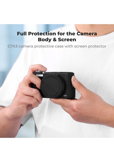 K&f Concept K&f Canon G7x Mark Iıı Uyumlu Silikon Kılıf + Ekran Koruyucu / Siyah Black