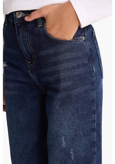 Defacto Erkek Çocuk Loose Fit Yırtık Detaylı Düz Paça Jean Pantolon G3069a825wnnm34 Mavi