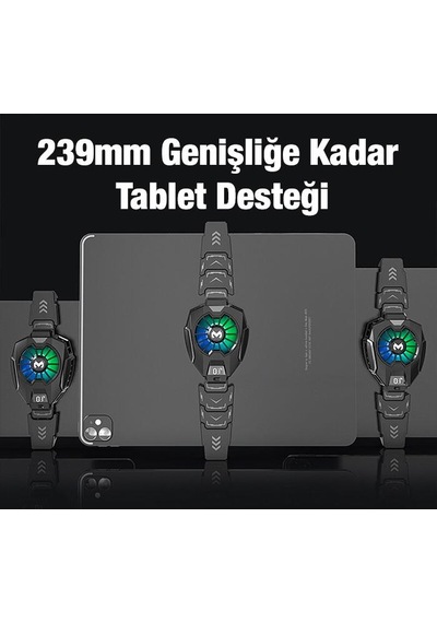 Coofbe RGB 5-8.45 inç Dijital Göstergeli Tablet Soğutucu Telefon Gamer Oyuncu Radyatör Soğutma Fanı