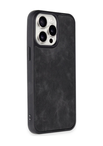 Apple Uyumlu iPhone 14 Pro Max Kılıf Aras Deri Kapak Siyah/
