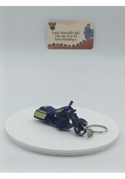 Bagger Motosiklet Metal Anahtarlık Lacivert - Diecast Cruiser Motor Figürü