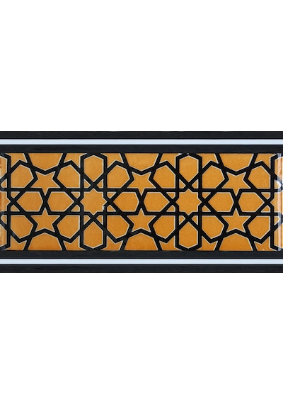 Armada Çini 10x20 Cm Ks-72 Sarı Türkmen Yıldızı Çini Karo Bordür