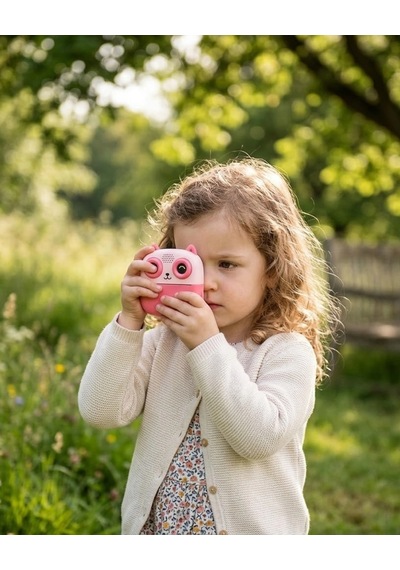 Anında Fotoğraf Baskılı Çocuk Kamerası 5 Rulo Kağıt 6 Renk Kalem li Eğitici Oyuncak Kamera
