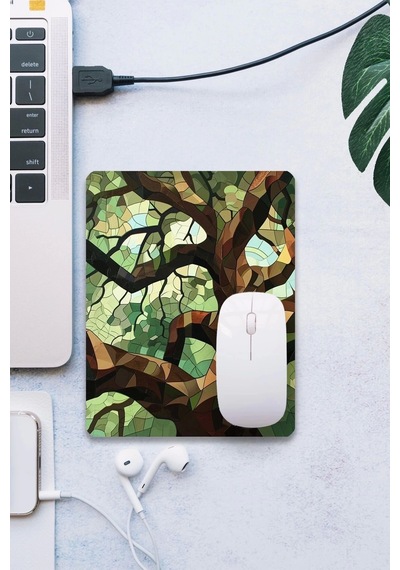 Sonictouch Mozaik Ağaç Pürüzsüz Yüzey Kaymaz Taban Dikişsiz Kenar Gamer Oyuncu Mouse Pad 19x23cm Mousepad