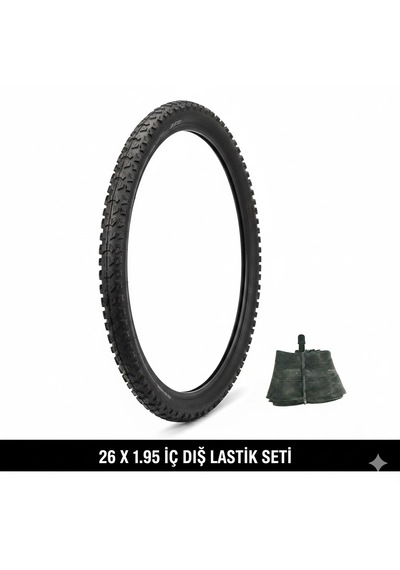 26 Jant Bisiklet İç Dış Lastik Seti - 26x1.95 Dış Lastik + İç Lastik Oto Kalın Sibop